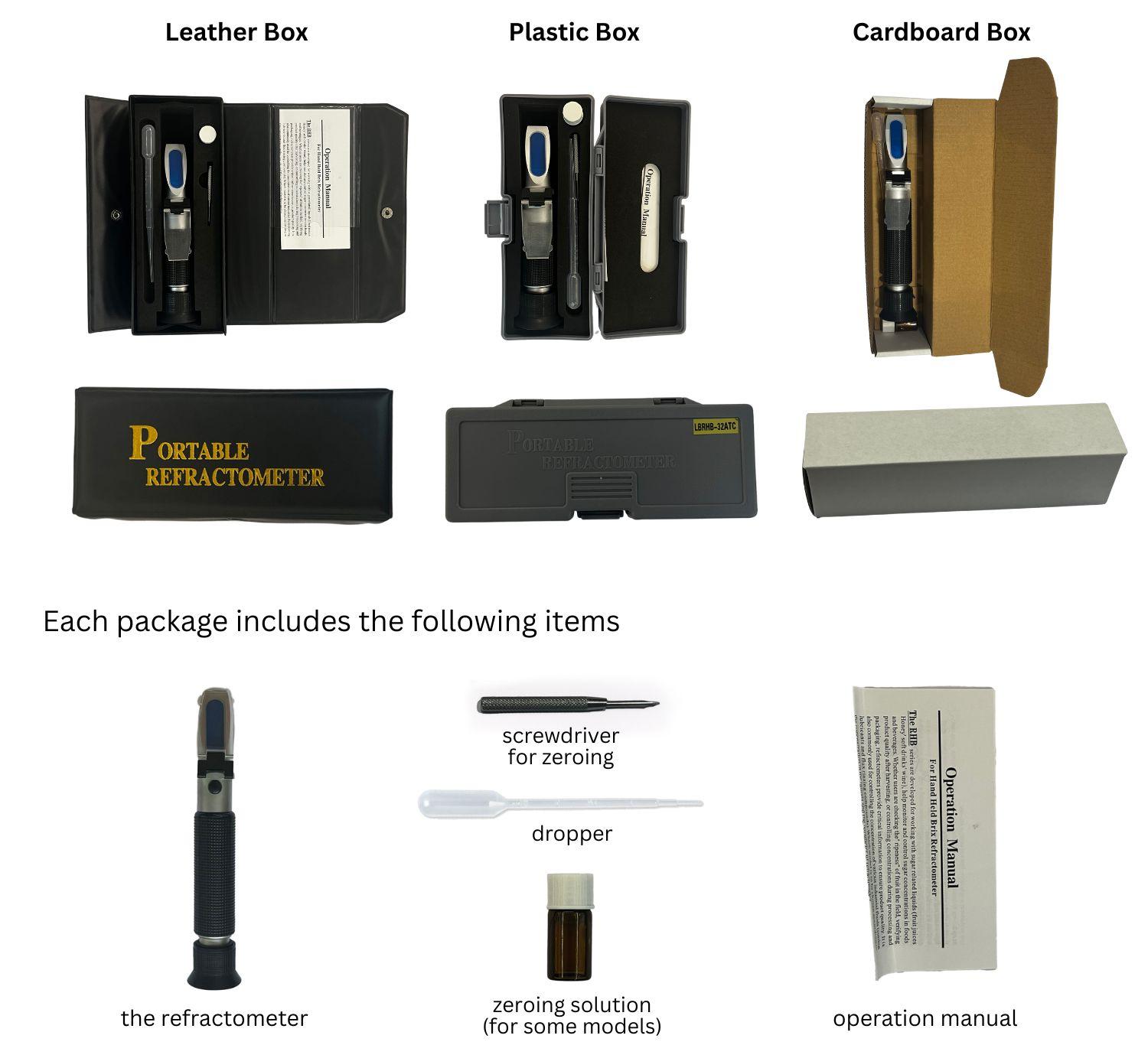 Handheld Refractometer Packaging Options and Content